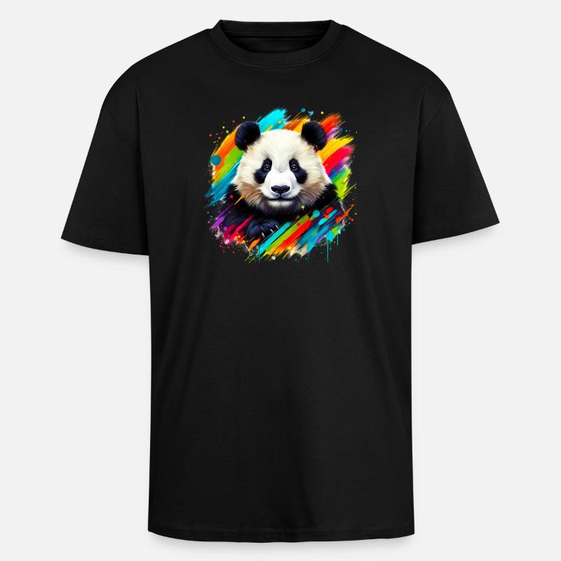 Panda - T-shirt unisexe oversize épais - noir