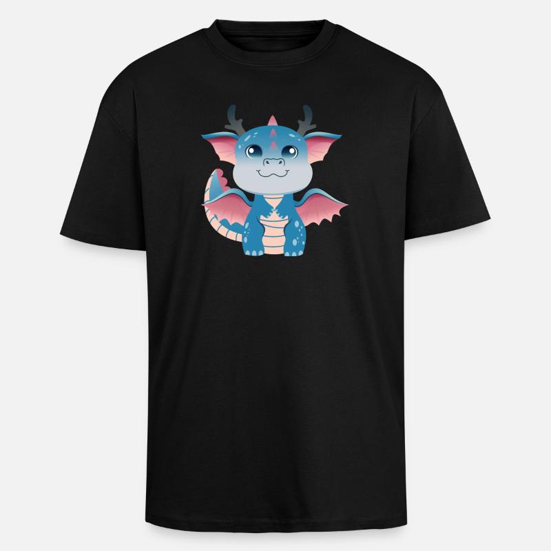 Azurblauer Drachenling-Amulett - Oversized Heavyweight Unisex T-Shirt - Schwarz