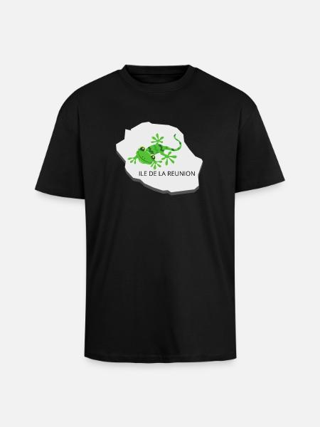 Grenouille tropicale Réunion - T-shirt unisexe oversize épais - noir