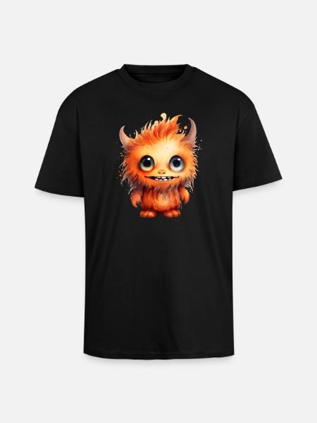 Flammenfell Freund Monster - Oversized Heavyweight Unisex T-Shirt - Schwarz