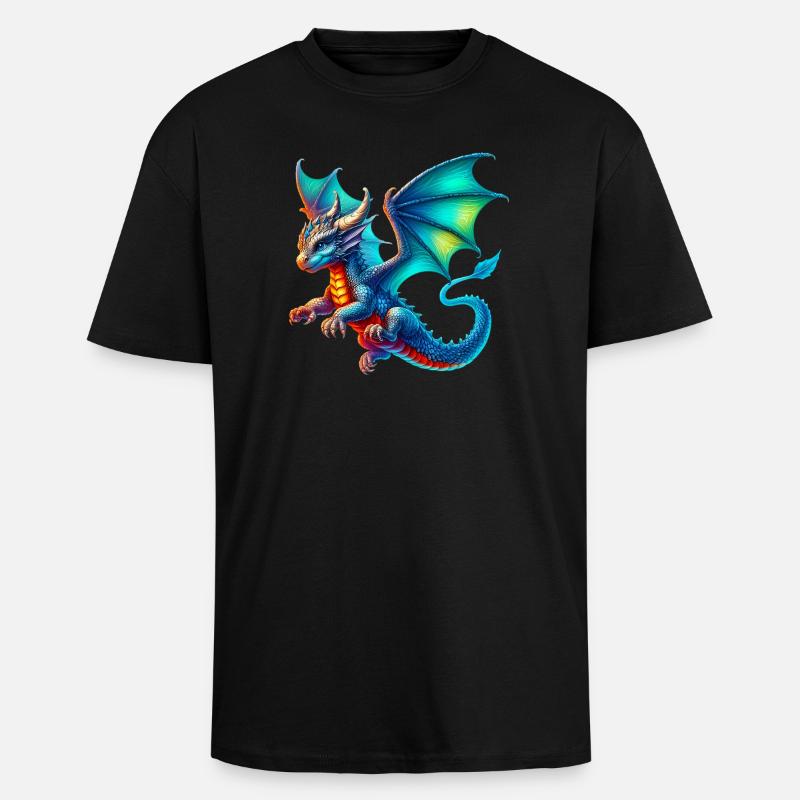 Dragon - T-shirt unisexe oversize épais - noir