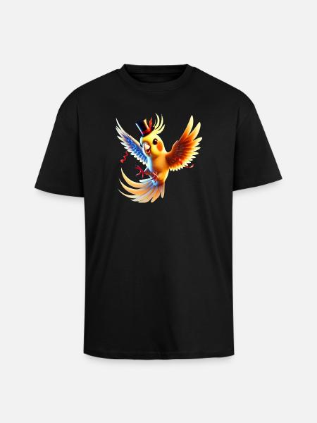 Cockatiel is partying - Unisex Oversized Heavyweight T-shirt - black