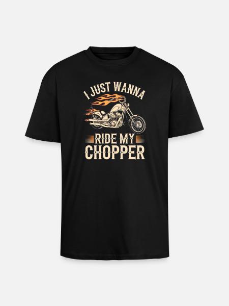 Flaming Chopper Motorcycle - Unisex Oversized Heavyweight T-shirt - black