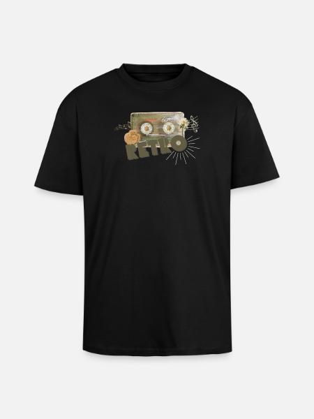 Retro Cassette Collage - Unisex Oversized Heavyweight T-shirt - black