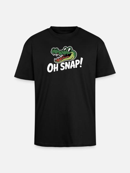 Oh Snap Alligator Cartoon - Unisex Oversized Heavyweight T-shirt - black