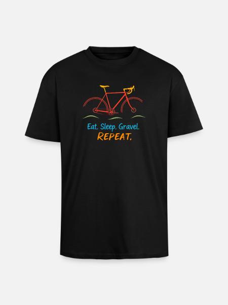Manger dormir gravier répéter - T-shirt unisexe oversize épais - noir