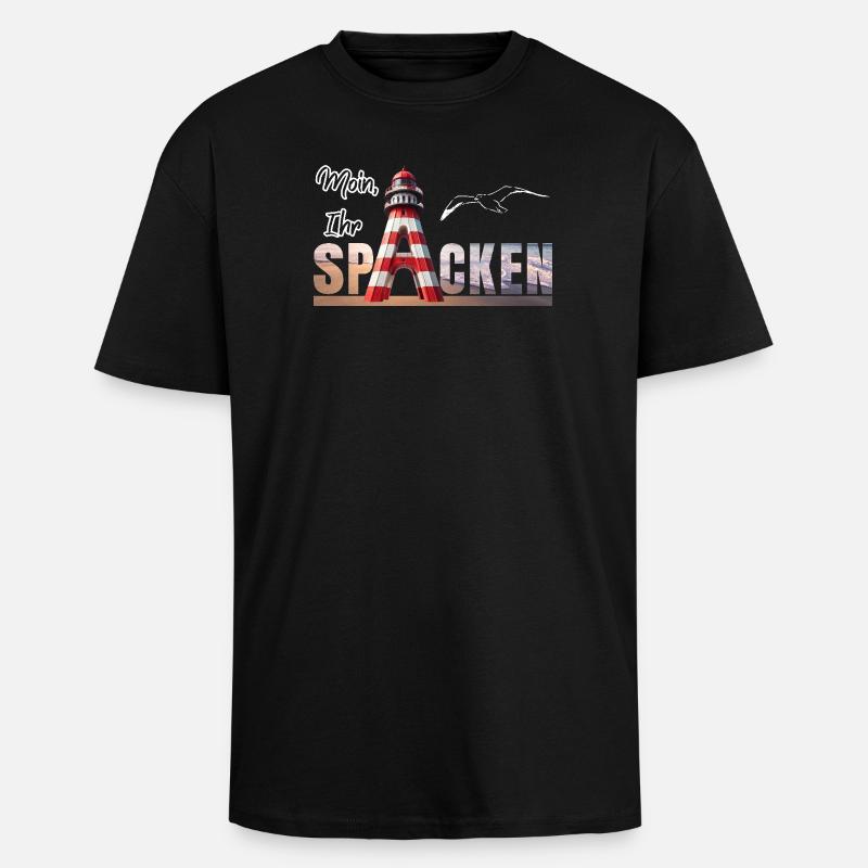 Moin Ihr SPACKEN - Oversized Heavyweight Unisex T-Shirt - Schwarz