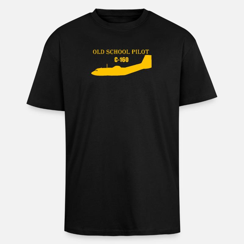 Old school pilot C-160 - Oversized Heavyweight Unisex T-Shirt - Schwarz