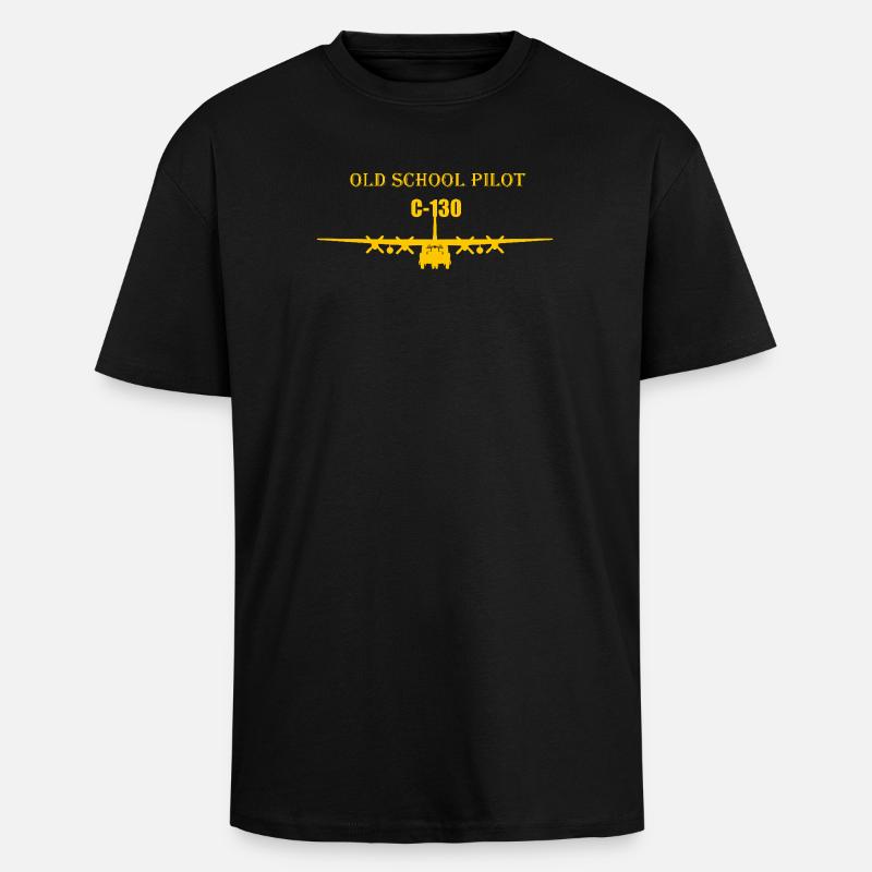 Old school pilot C-130 - Oversized Heavyweight Unisex T-Shirt - Schwarz