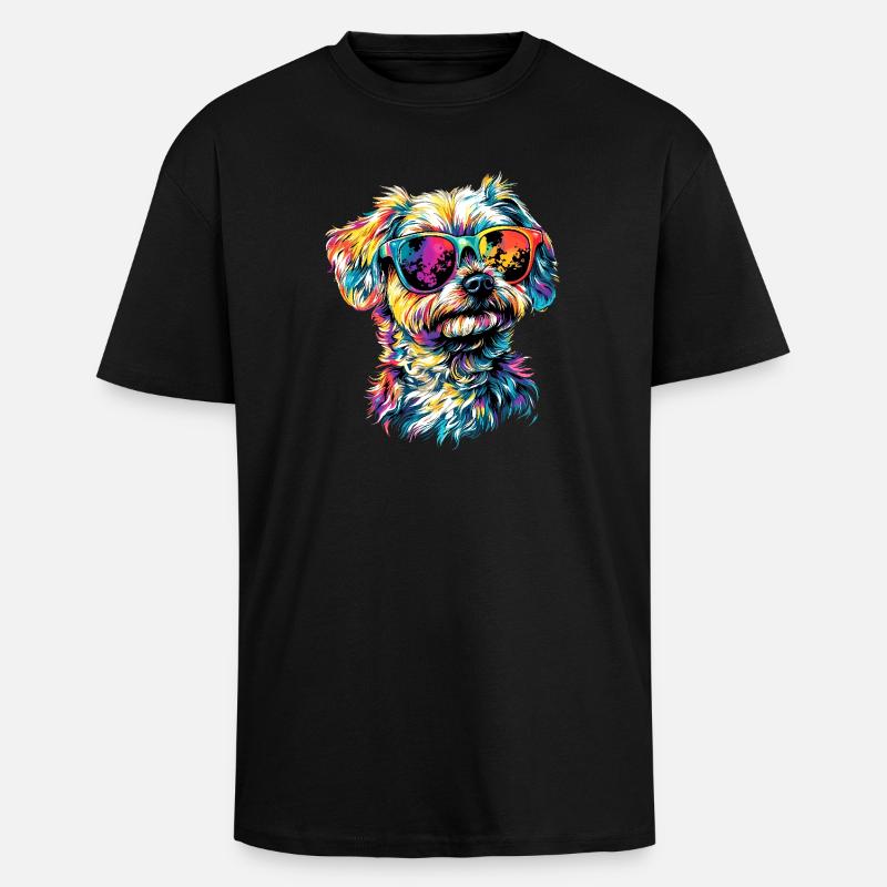 Maltańczyk Mały Maltańczyk Pies Miłość Słodki Maltańczyk - Gruby T-shirt unisex oversize - czarny