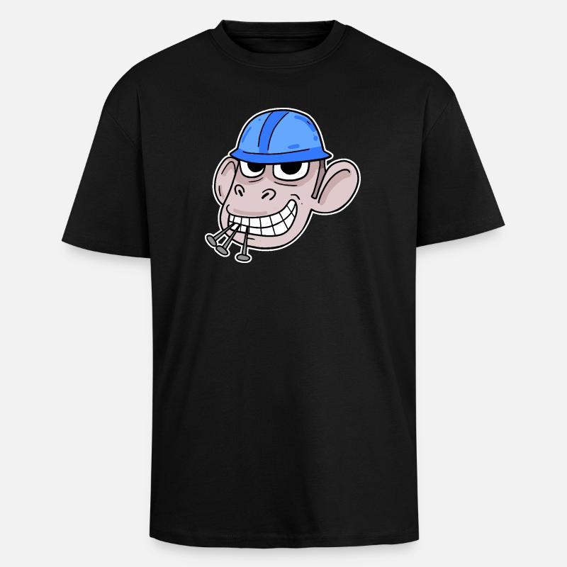Affe Baustelle Bauarbeiter - Oversized Heavyweight Unisex T-Shirt - Schwarz