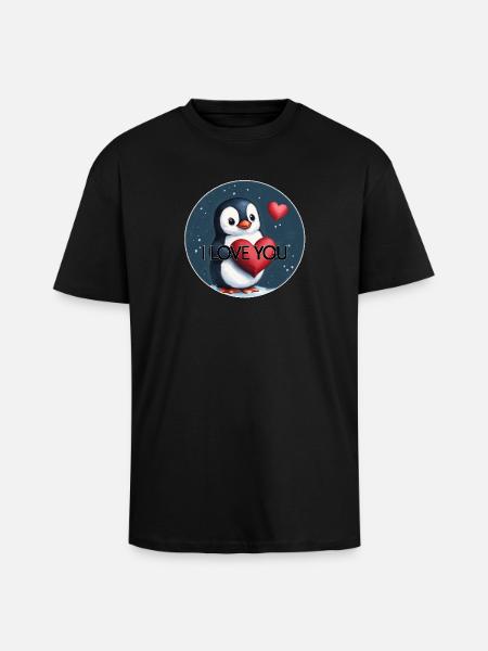 JE T’AIME PINGOUIN - T-shirt unisexe oversize épais - noir