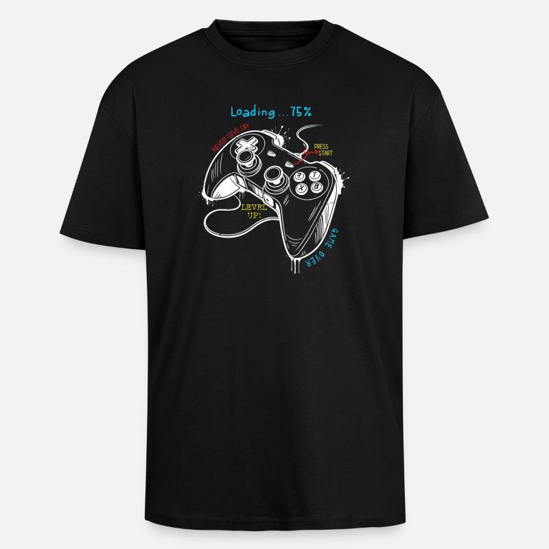 Retro Gaming Style Controller Art - Unisex Oversized Heavyweight T-shirt - black