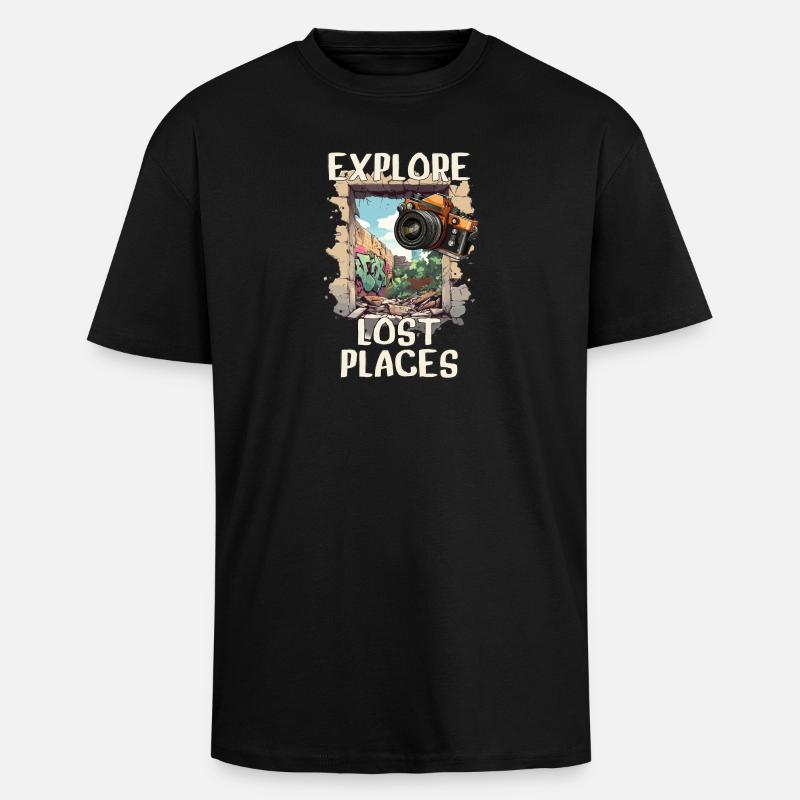 Explore Lost Places - Oversized Heavyweight Unisex T-Shirt - Schwarz