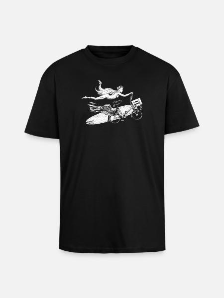 Flying Bike - Blanc - T-shirt unisexe oversize épais - noir