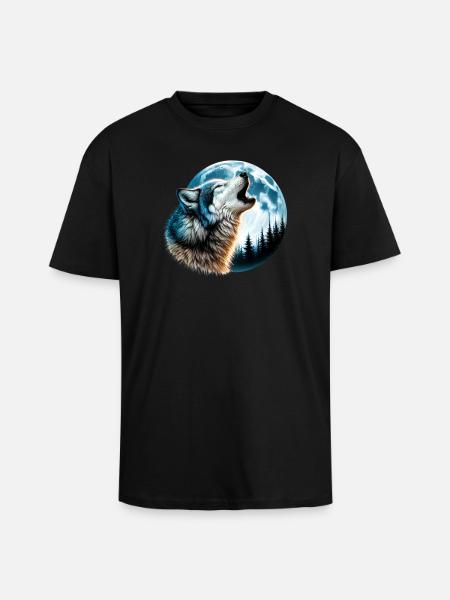 Loup - T-shirt unisexe oversize épais - noir