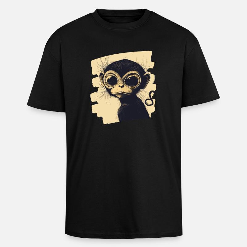 Affe - Oversized Heavyweight Unisex T-Shirt - Schwarz