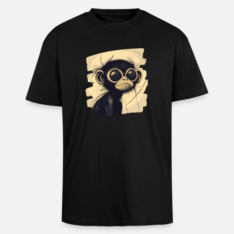 Spinnenaffe Retro - Oversized Heavyweight Unisex T-Shirt - Schwarz