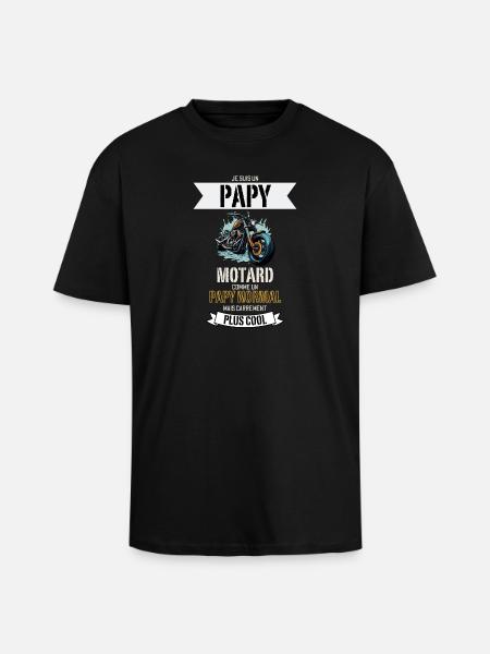 Papy Motard Plus Cool - T-shirt unisexe oversize épais - noir