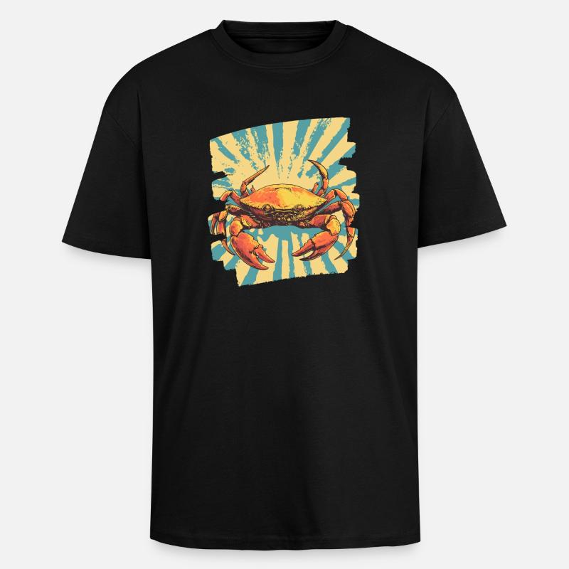 Krabbe Retro - Oversized Heavyweight Unisex T-Shirt - Schwarz