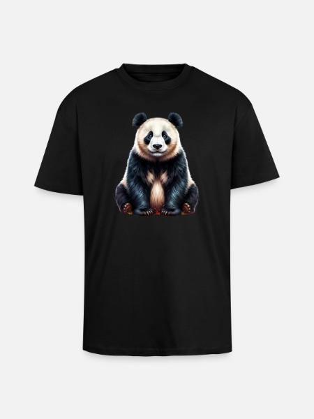 Panda - Oversized Heavyweight Unisex T-Shirt - Schwarz