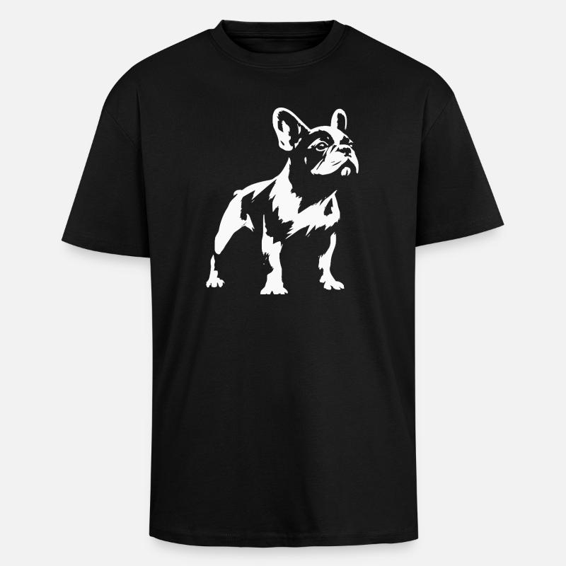 Illustration d’un bouledogue français - T-shirt unisexe oversize épais - noir
