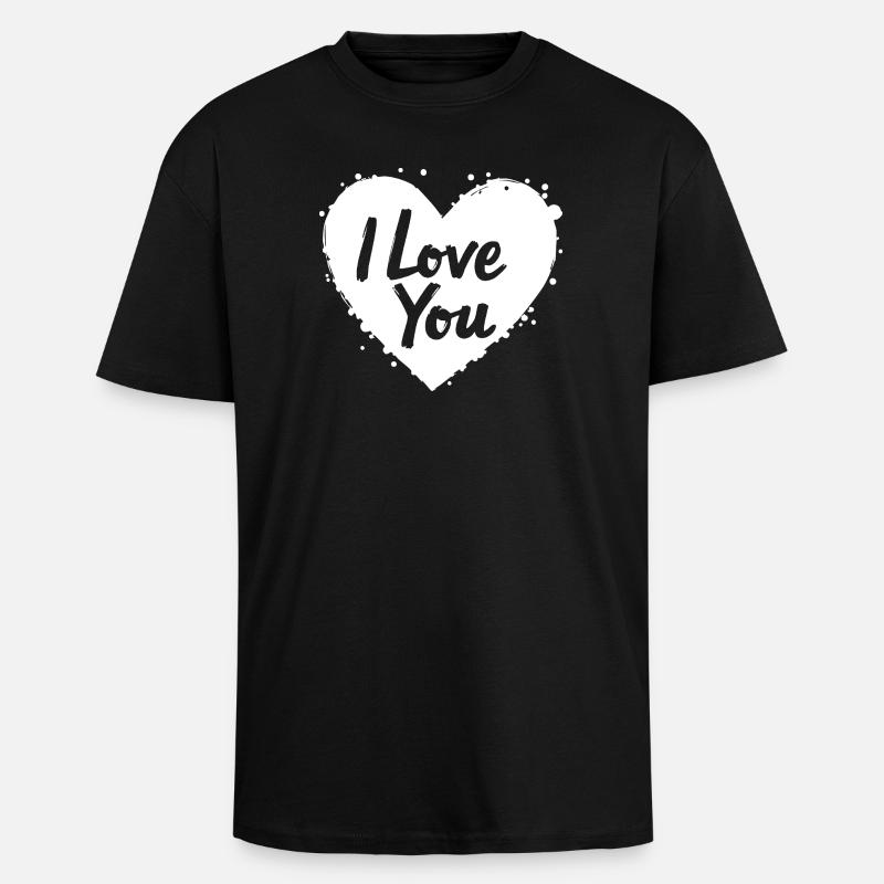 Ich liebe dich, Weiß - Oversized Heavyweight Unisex T-Shirt - Schwarz