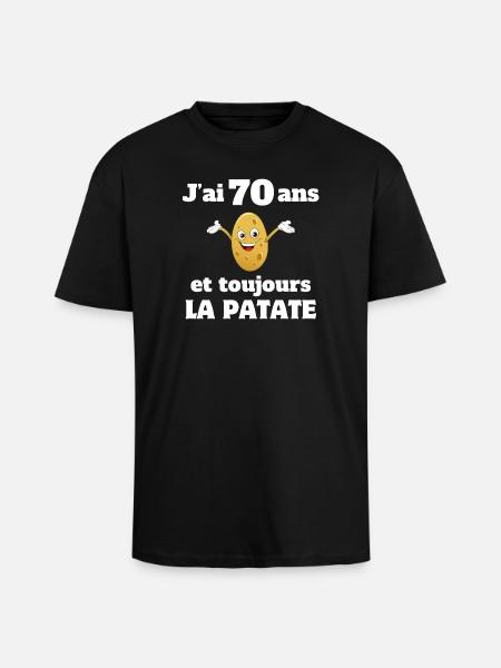 70-vuotias, 70-vuotias, olen 70-vuotias - Paksu unisex oversize t-paita - musta