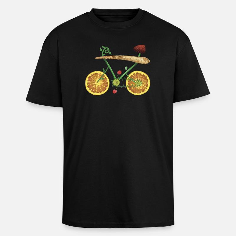 Fruchtiges Fahrraddesign mit Orangenscheiben - Oversized Heavyweight Unisex T-Shirt - Schwarz