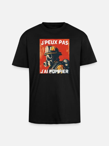 Pompier masqué – J'peux pas - T-shirt unisexe oversize épais - noir