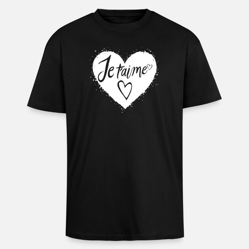 Je t'aime - T-shirt unisexe oversize épais - noir