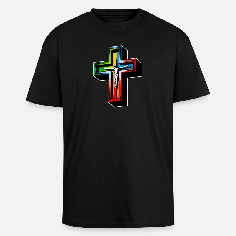 Jesus on the cross - Unisex Oversized Heavyweight T-shirt - black