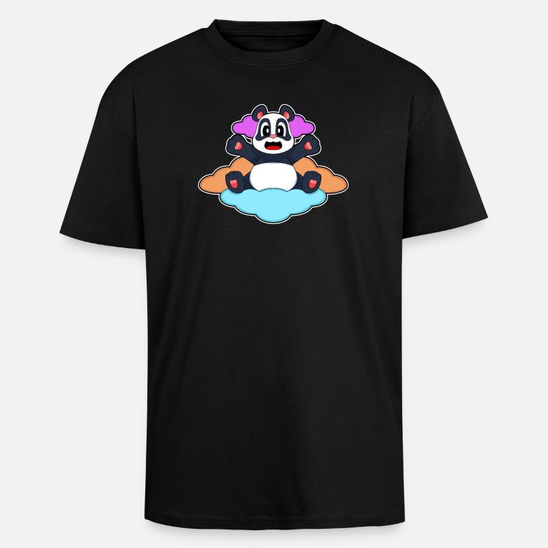Nuages Panda - T-shirt unisexe oversize épais - noir