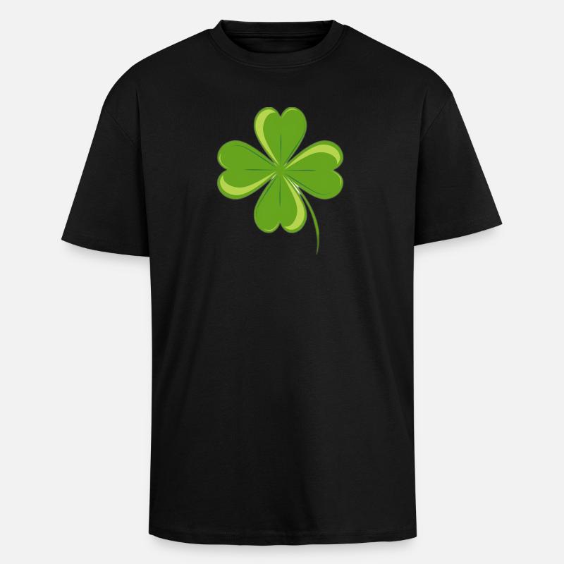 Trèfle à 4 feuilles. - T-shirt unisexe oversize épais - noir