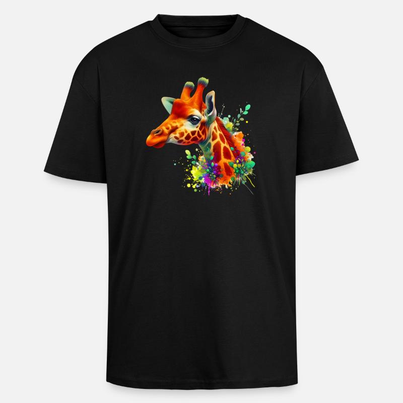 Giraffe - Oversized Heavyweight Unisex T-Shirt - Schwarz