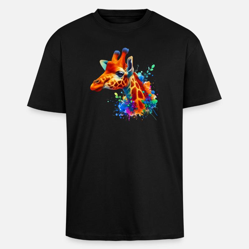 Giraffe - Oversized Heavyweight Unisex T-Shirt - Schwarz