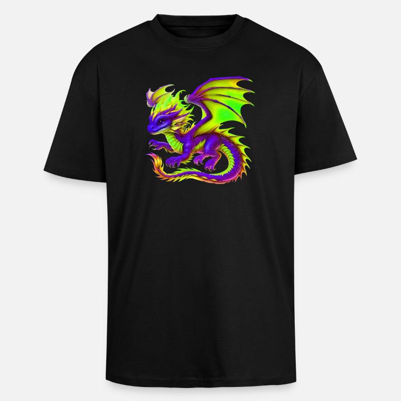 Drache - Oversized Heavyweight Unisex T-Shirt - Schwarz
