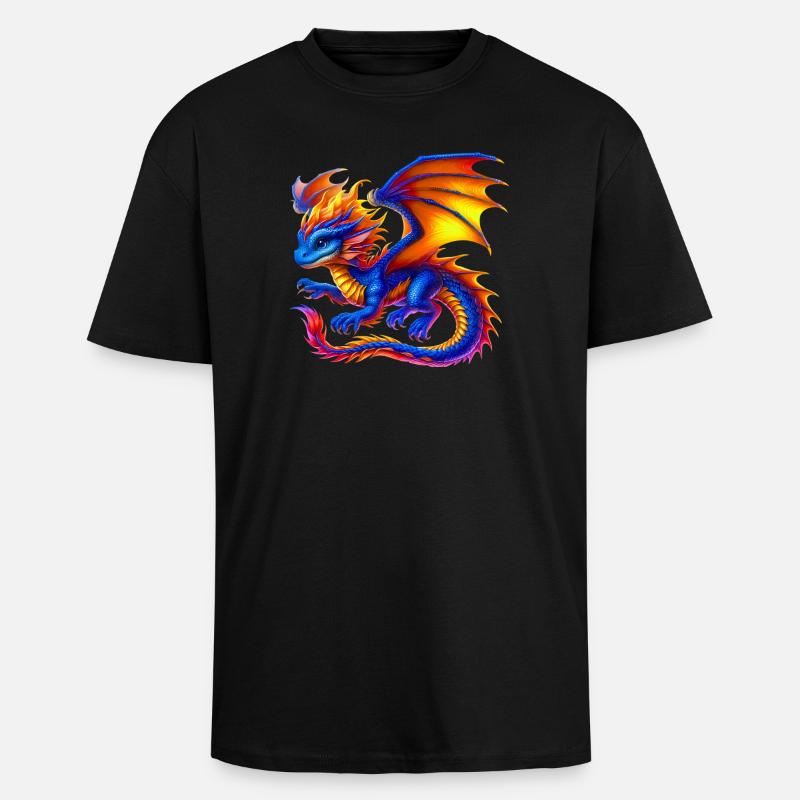 Dragon - T-shirt unisexe oversize épais - noir