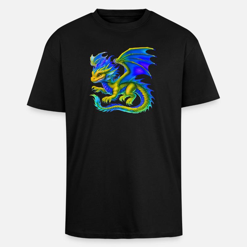 Dragon - T-shirt unisexe oversize épais - noir