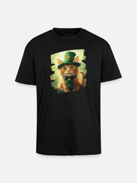 Chat de la Saint-Patrick - T-shirt unisexe oversize épais - noir