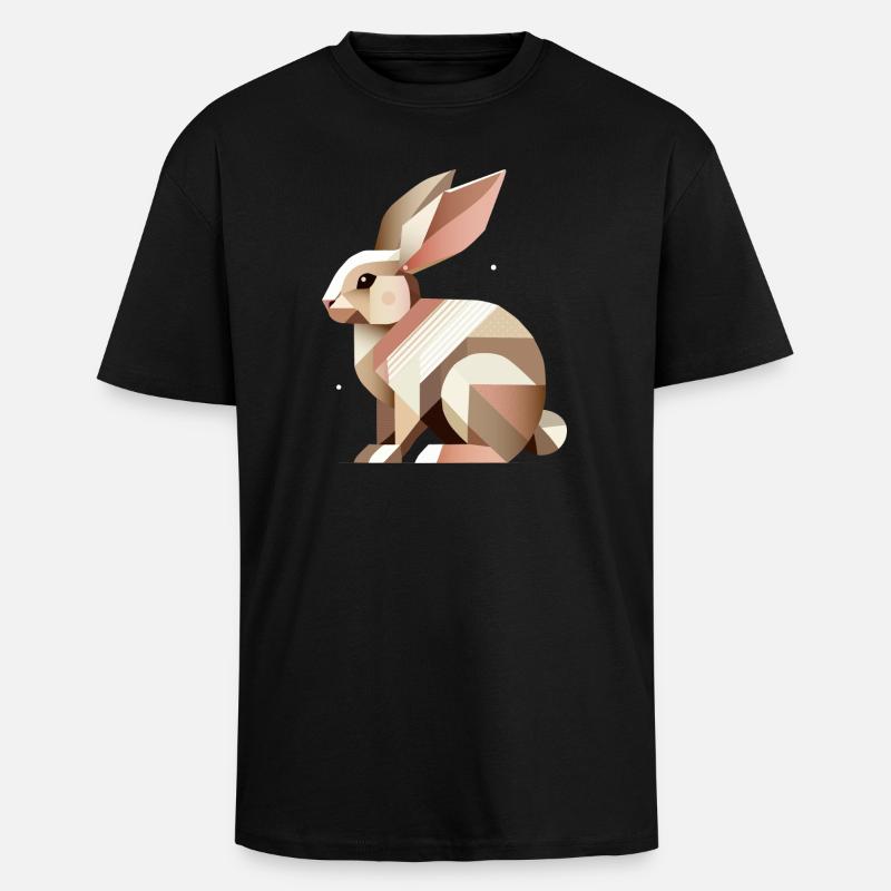 Géométrie charmante – Le lapin abstrait - T-shirt unisexe oversize épais - noir