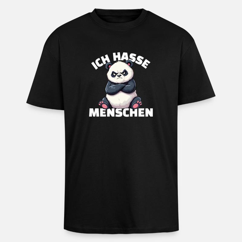 Griesgrämiger Panda hasst Menschen Design - Oversized Heavyweight Unisex T-Shirt - Schwarz