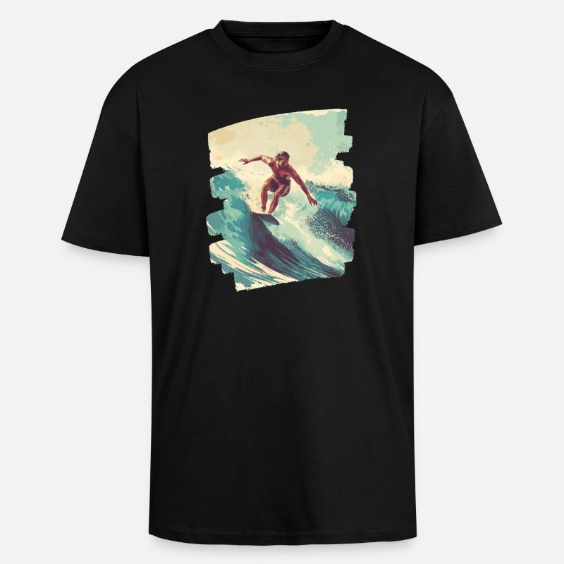 Surfer - Oversized Heavyweight Unisex T-Shirt - Schwarz