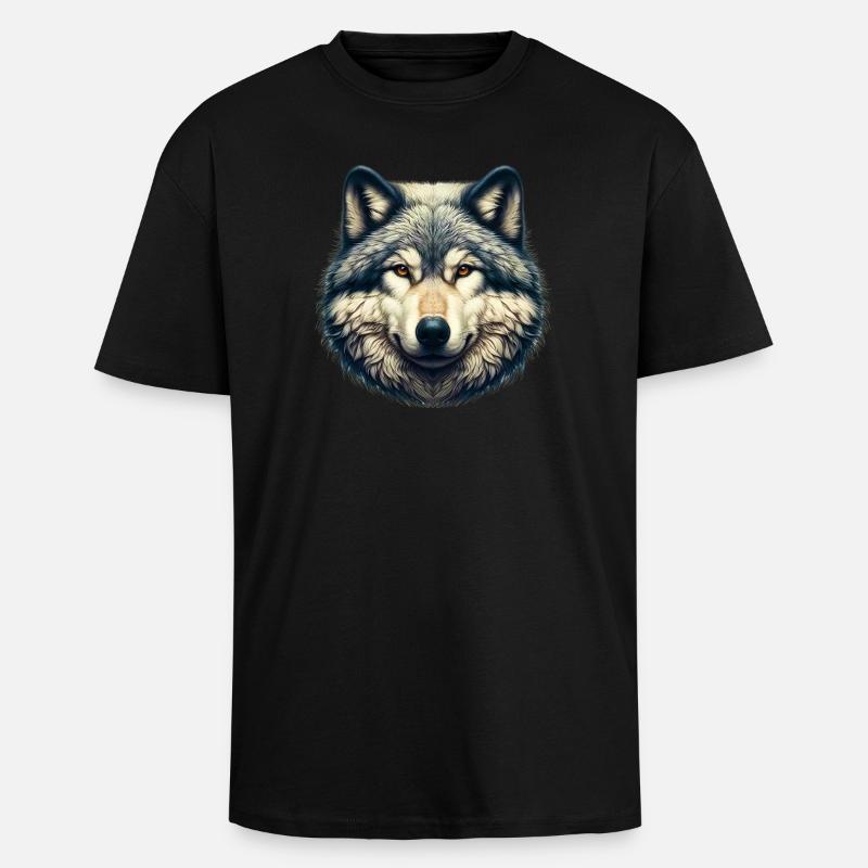 Wolf - Oversized Heavyweight Unisex T-Shirt - Schwarz