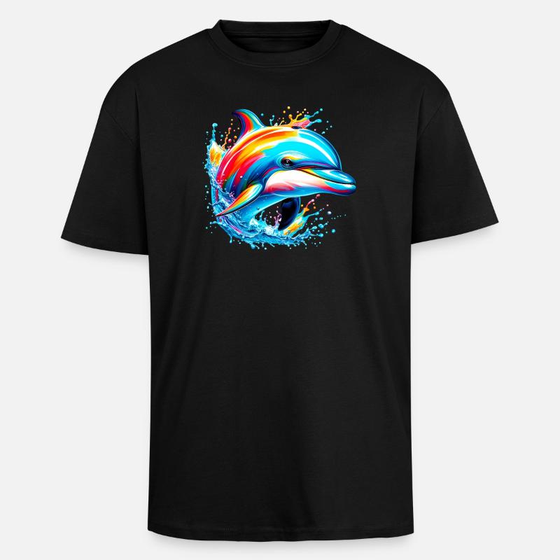 Delfin - Oversized Heavyweight Unisex T-Shirt - Schwarz