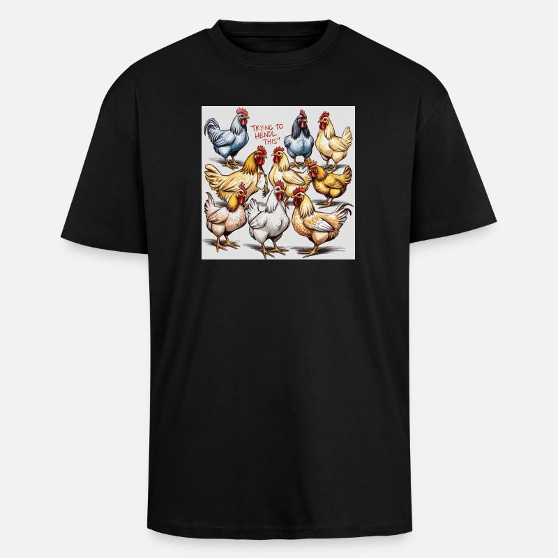 Chicken Ballet: Polyphonic Chicken Troupe - Unisex Oversized Heavyweight T-shirt - black