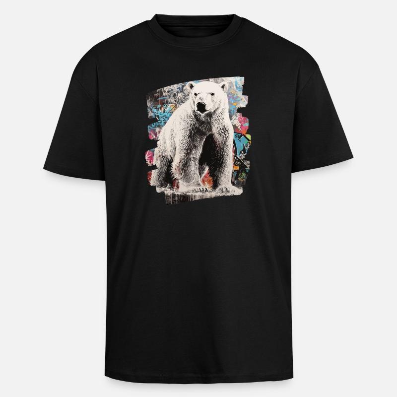 Eisbär Graffiti Sprayer - Oversized Heavyweight Unisex T-Shirt - Schwarz