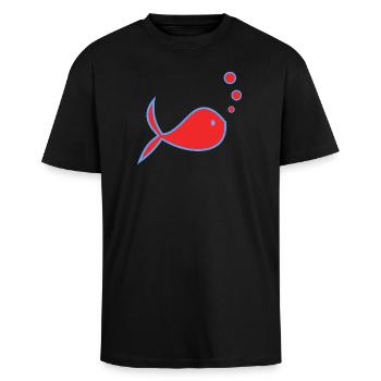 APRIL FOOL. FISH. SARDINE. ANNIVERSARY - Unisex Oversized Heavyweight T-shirt - black - Front - Alina (178cm) & Michal (187cm)