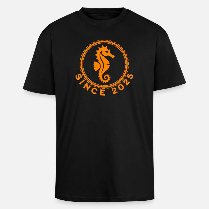 Seepferdchen Ozean Design - Oversized Heavyweight Unisex T-Shirt - Schwarz