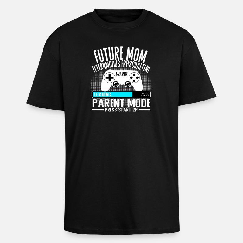 Mama lädt… Bitte warten! - Oversized Heavyweight Unisex T-Shirt - Schwarz
